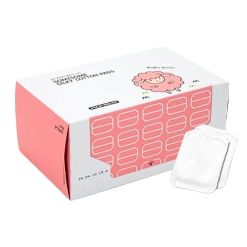 SOMISOME Silky Cotton Pads - Premium Korean Facial Cotton Pads for Makeup Removal and Skincare Lint-Free Hypoallergenic Toner Mask Extra Soft & Durable 80 Count