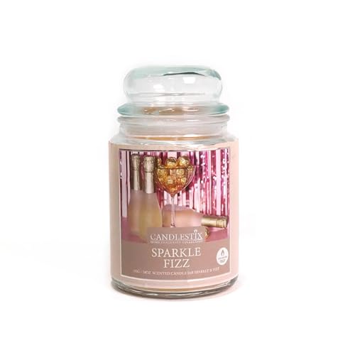 Image of VOLTICO Large 18oz Scented Glass Jar Candle Natural Soy Wax Long Lasting Fragrance with Lid 104 Hour Burn Time Home Decor and Gift Candle (Sparkle Fizz)