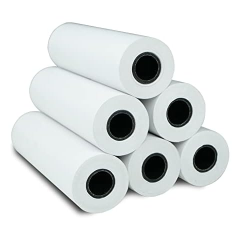 NYEAR A6 Thermal Paper 6 Rolls(110mm/4.3"width/7m long,Φ1.18") for portable printer,Quick-dry thicker brighter and the font is clearer to make the printing quality better -(1 Case - 6 Rolls) Cover