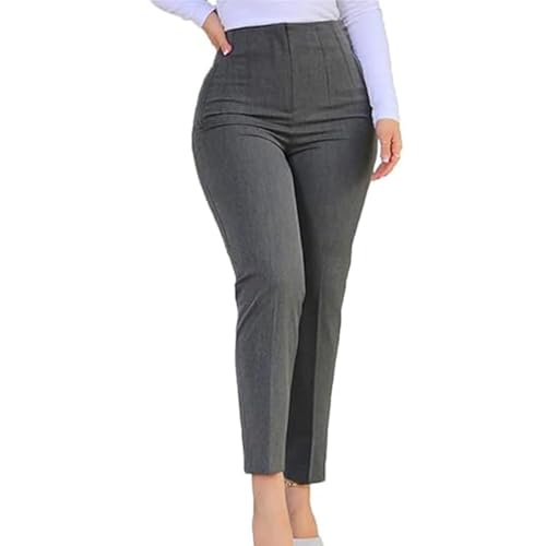 Womens High Waisted Pants 2025 Trendy Pleated Straight Leg Dress Pant Business Work Casual Trousers with Pockets Size XX-Large Dark Grey