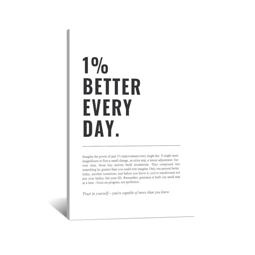1% Better Every Day Motivational Wall Art Growth Mindset Self