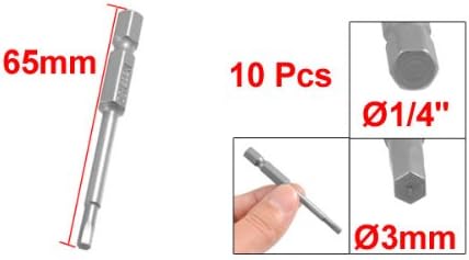 Sourcingmap 10 Pcs 1/4" x 65mm x 3.5mm x 3mm Magnetic Hex Hexagon Screwdriver Bits Gray, 1/4 inches - Image 3