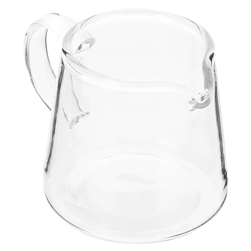 LIFKOME Bricco Latte in Vetro Trasparente Resistente Al Calore Con Manico Ergonomico Versatore Speciale Per Latte Sciroppo Uso Domestico e Professionale