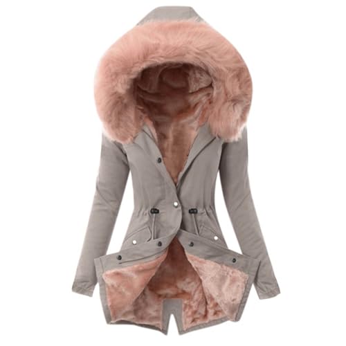 Winter Coats for Women 2025 Trendy Thicken Fleece Lined Parkas Anoraks Warm Cotton Jacket Coats with Faux Fur Hood