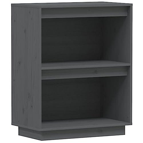 Coespram Buffet gris - 60 x 34 x 75 cm - En pin massif - Design moderne - Avec 2 portes - Espace de rangement pour livres, couloir, chambre à coucher,...