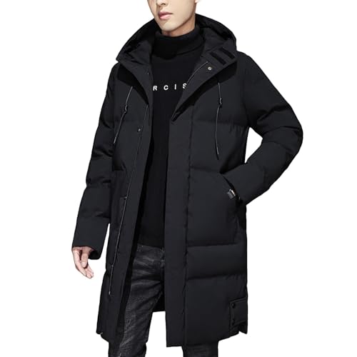 Herren Jacke Winter,Herren Lange Winterjacke Warm Pufferjacke Steppjacke mit Kapuze Parka Jacke Reißverschluss Verdicken Wintermantel Männer Thermojacke Laufjacke Winter Coat Daunenjacke Steppmantel