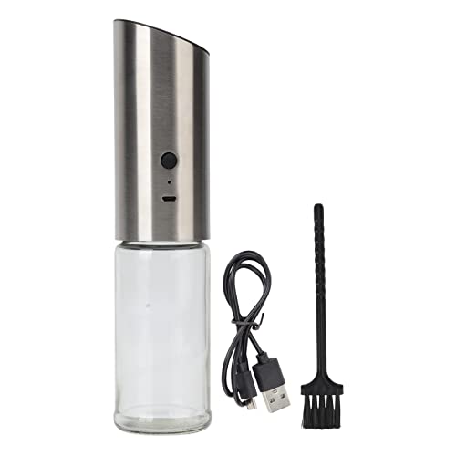 Qukaim Molinillo eléctrico de pimienta eléctrico, de acero inoxidable, portátil, carga USB 2H, tamaño de molienda regulable, molinillo automático de pimienta y sal, diseño compacto, fácil de usar