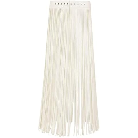 ZUYPSK Women's Flapper Skirt Leather Belt Tassel Skirts Faux Leather Hip-Hop Punk Strap for Skirt Dress Fancy Dress Party Costume, White, M Cover