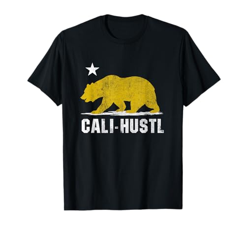 Cali-Hustl Distressed California Flag Parody T-Shirt