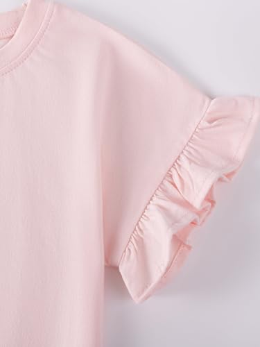 Image of HILEELANG Girls Cotton Short Set Summer 2 Piece Outfit T Shirt Shorts | 100% Cotton, Soft Breathable Fabric, 2 Piece Outfit Set, Elastic Waist, Summer Comfort for Toddler Little Girls
