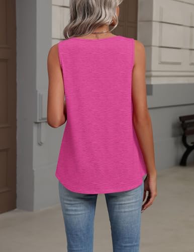 Image of Zeagoo Womens Tank Tops Summer Sleeveless Loose Fit Tops V Neck Pleated Shirts Basic Tees Dressy Casual Trendy Clothes