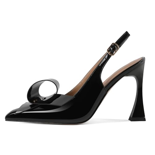 Soireelady Womens Slingback High Heels Pointed Toe Stilettos Slip On Bowknot Pumps Dress Shoes 4 Inches Size 5-13 US2