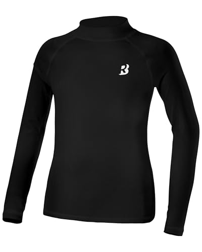 Roadbox Boys Girls Compression Shirts - Youth Long Sleeve Athletic Undershirt Mock Neck for Football Baseball Basketball