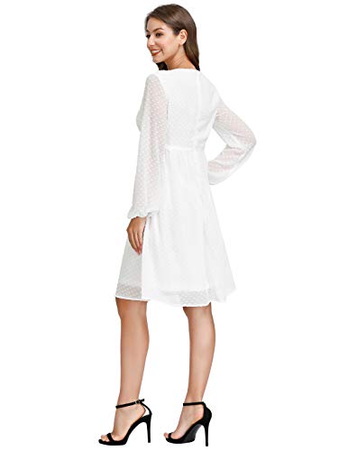 White Dress With Sleeves Plus Size Empire Waist Formal Lace Maternity Dress White 2Xl #TOP2