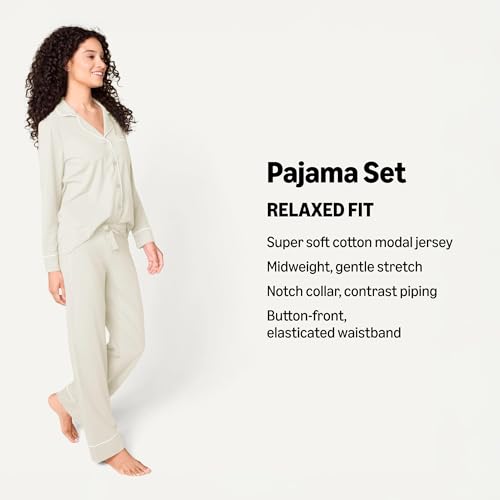 Image of Amazon Essentials Women's Long Sleeve Cotton Modal Pajama Set, Loungewear with Full-Length Bottom