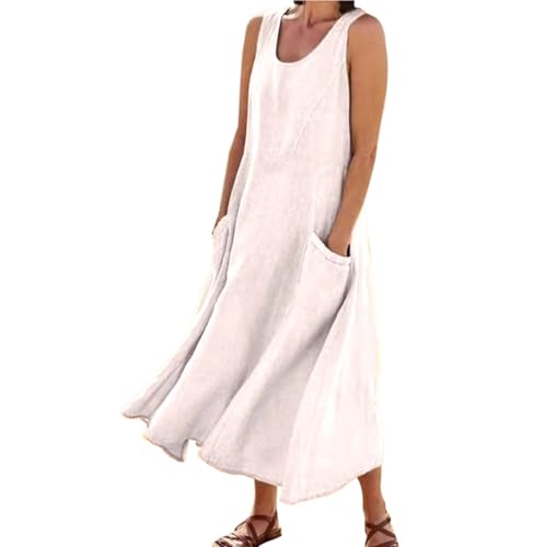 Robe longue en lin unie idéale pour vos vacances et sorties d'été