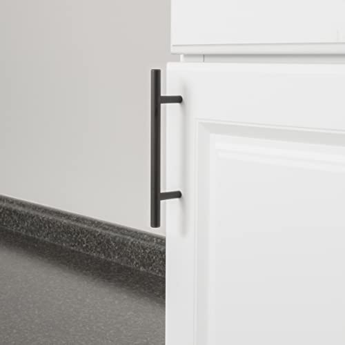 Image of South Main Hardware Euro Bar Cabinet Drawer Pull Handle (3 /8 inch Diameter), 6.38 inch Length (4 inch Hole Center), Oil Rubbed Bronze, Mounting Hardware Included, 10-Pack