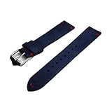 SiChouwz Cinturino for orologio in pelle scamosciata con barra a molla a sgancio rapido compatibile con Samsung compatibile con accessori for orologi 20 mm 22 mm(Blue-Red Line,22mm)