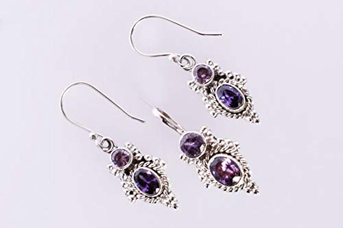 Juego de joyas de amatista y pendientes plata ley 925 mujer 6