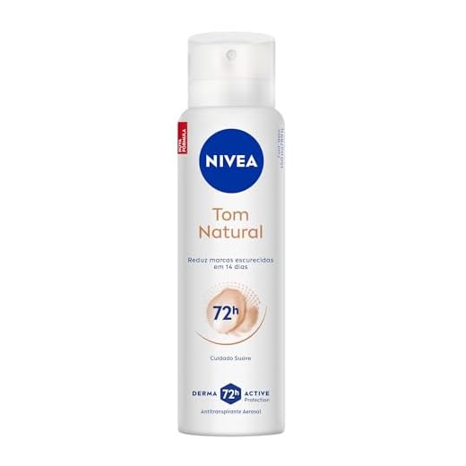 NIVEA Desodorante Antitranspirante Aerossol Tom Natural 150ml - Proteção prolongada de 48h, fórmula 3 em 1: clareia, previne e protege contra manchas, cuidado suave, pele mais clara em 2 semanas