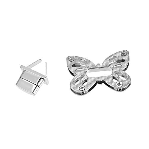 Fermoir papillon pour sac à main boucle de fermeture rotative argentée x2