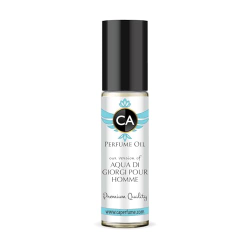 CA Perfume Impression of Aqua Di Giorgi Pour Homme Eau De Parfum Woody Aquatic Scent Long Lasting Cologne for Men Travel Size TSA Ready for Day and Night Wear 0.33 Fl Oz 10ml