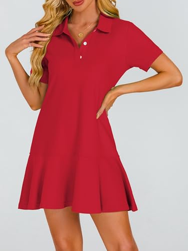 Image of YEXPINE Polo Dress for Women Short Sleeve Ruffle Hem Golf Tennis Summer Mini Dresses