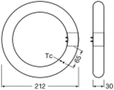 Technical drawing with dimensions of the OSRAM LED TUBE T9C EM 22