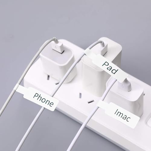 NIIMBOT Kabeletiketten Kabel Beschriftung 12.5x109mm Drucker-Aufkleberpapier mit selbstklebendem Papier für D11/D110/D101/H1S Etikettenmacher, 1 Rolle mit 65 Stück (Weiß)