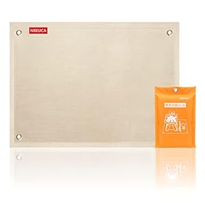 焚き火シート スパッタシート 焚き火台シート 耐熱 防炎 耐火シート ガラス繊維 キャンプ 芝生保護 薪ストーブ バーベキューコンロ 【第 2 世代】60×90cm ハトメ付き チクチクしない 収納袋付き" 