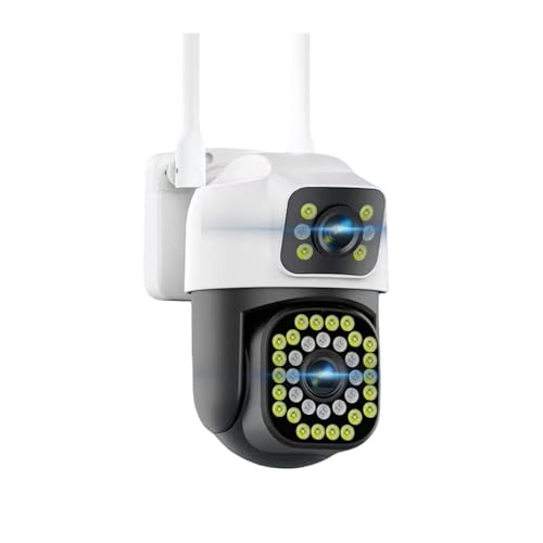 GUYSGNX cámaras de Seguridad, Cámara De Vigilancia WiFi 8 MP con Doble Lente, IP PTZ 4K For Exteriores, Seguimiento Automático, Audio Y Vídeo(Camera Add 128G)