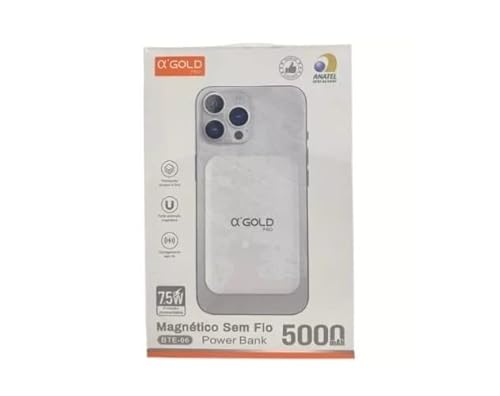 Carregador Portátil Por Indução S/fio Para iPhone e android 5000mah BTE-06 alfa gold 7.5w
