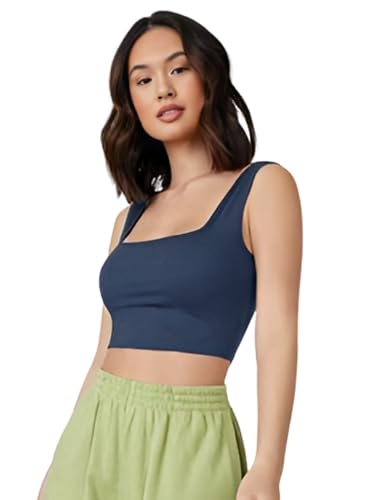 Image of Ben Martin Women's Cotton Stretchable Square Neck Sleeveless Tank Top