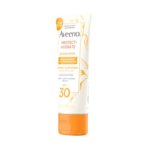 Aveeno Protect + Hydrate Moisturizing Body Sunscreen Lotion With Broad Spectrum Spf 30 & Prebiotic Oat, Weightless & Refreshing Feel, Paraben-Free, Oil-Free, Oxybenzone-Free, 3.0 Ounces #TOP4