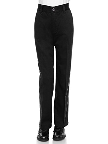 Uniform Straight Twill Boys Pants - Wrinkle-Free Flat Front Slacks for Boys with High Rise & Straight Leg Design