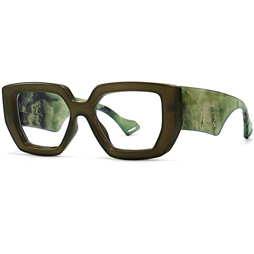 Image of Breaksun Thick Frame Blue Light Glasses for Women Men Fashion Oversized Square Computer Gaming Eyeglasses