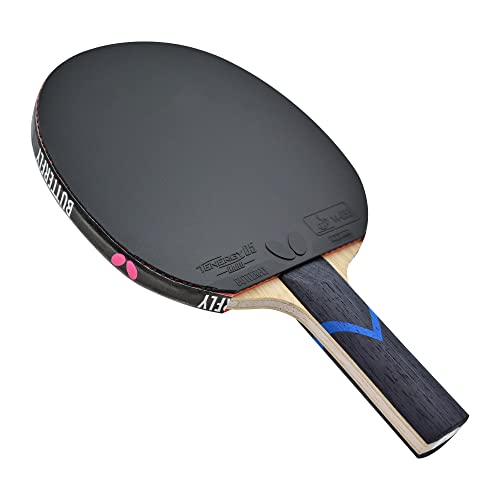 Image of Butterfly TB7 Pro-Line Table Tennis Racket Combo - Assembled with Rozena 2.1 Rubbers - Ilueight Ping Pong Paddle Case Included, Red and Black