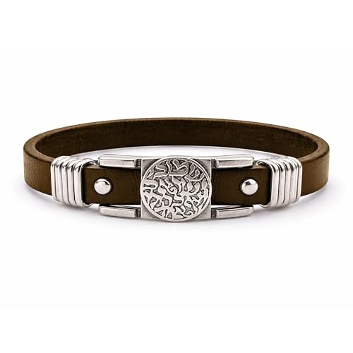 Handmade adjustable leather religious charm bracelet