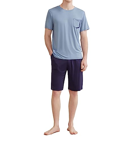 Pyjama homme ample à col rond fin des vêtements de nuit serrés avec ce short d'intérieur élastique