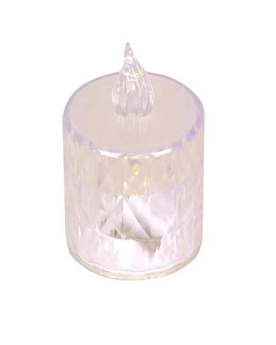 Image of Homesake Flameless Crystal Candle, Diamond-Shape Candle, 12 Pieces Tea Lights, Warm White, for Weddings, Tables, Diwali for Home, Christmas Festive Decor, Led Candles for Decoration(1.5 inch 3.1 inch)