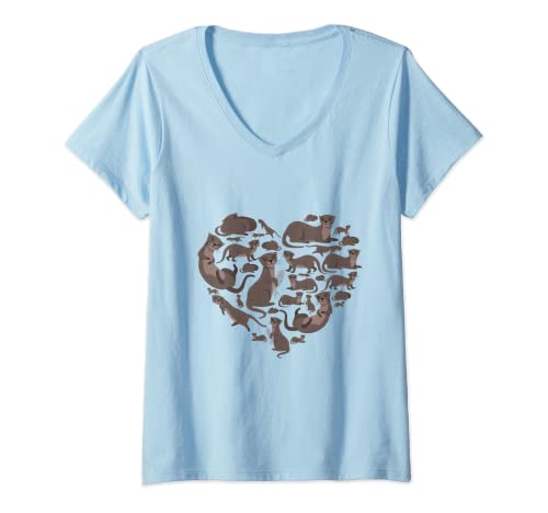 Donna Sea Otter Giant Otter lover otters heart gift men women kids Maglietta con Collo a V