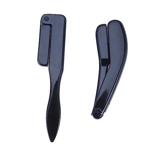 SOESFOUFU 2pcs Curved Eyebrow Comb Stainless Steel Needle Eyebrow Brush Foldable for Travel Makeup