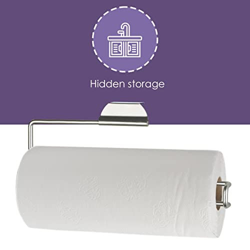 Over-The-Cabinet Paper Towel Holder For Kitchen (Satin Nickel), By Home Basics | Steel Paper Towel Holder For Cabinet Door #TOP3