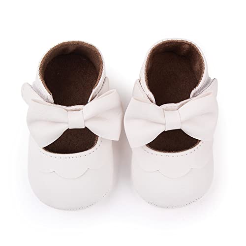 Infant Girls Single Shoes Bowknot First Walkers Shoes Toddler Sandals Princess Shoes Shoes Toddler 6 (White, 6 Toddler)3