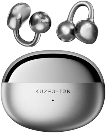 KUZER KT01 Pro Clip-on Earbuds, Open Wireless Bluetooth Headphones with Mic, Not in Ear, Won't Fall Out, IPX5 Waterproof, 48H Playtime, Ultra-Light for Running, Work & Daily (White)