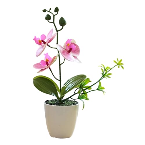 CARISSETT Permanent Butterfly Orchids Artificial Display Flower Pots Realistic Plant Weather Resistant Flower Home Decoration