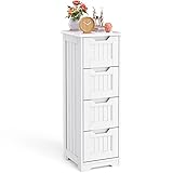 Xbro Armario de Baño Pequeño con 4 Cajones, Mueble Auxiliar Estrecho para Baño, Cocina, Salón y Pasillo, Almacenamiento Compacto, 30 x 30 x 85 cm, Blanco