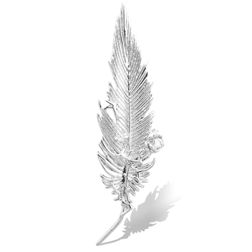 Image of Plated Classic Rose Flower Feather Brooches and Pins for Women Men Fashion Jewelry Delicate Leaf Lapel Dress Accessories Boutonniere Corsage Hat Bag Suit Tie Wedding small,simple
