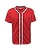ILTEX Adult & Kids Baseball Jersey Plain Button Down T-Shirt Blank Team Sports Uniforms (Medium, Red)