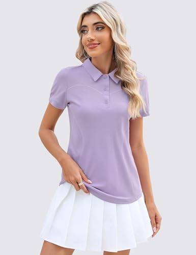 Image of TFSDOD Womens Golf Polo Shirts Collared Short Sleeve T Shirt Lightweight Moisture Wicking Polo Casual 3 Buttons Outfits